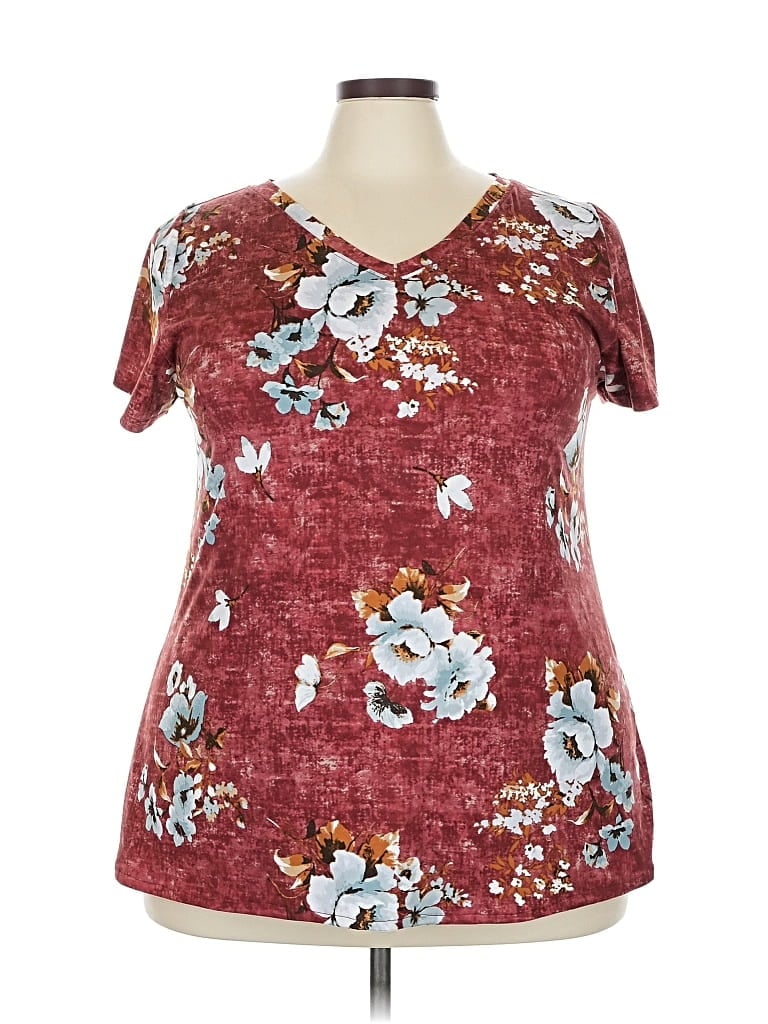 Pre-owned Lularoe Short Sleeve Blouse In Burgundy