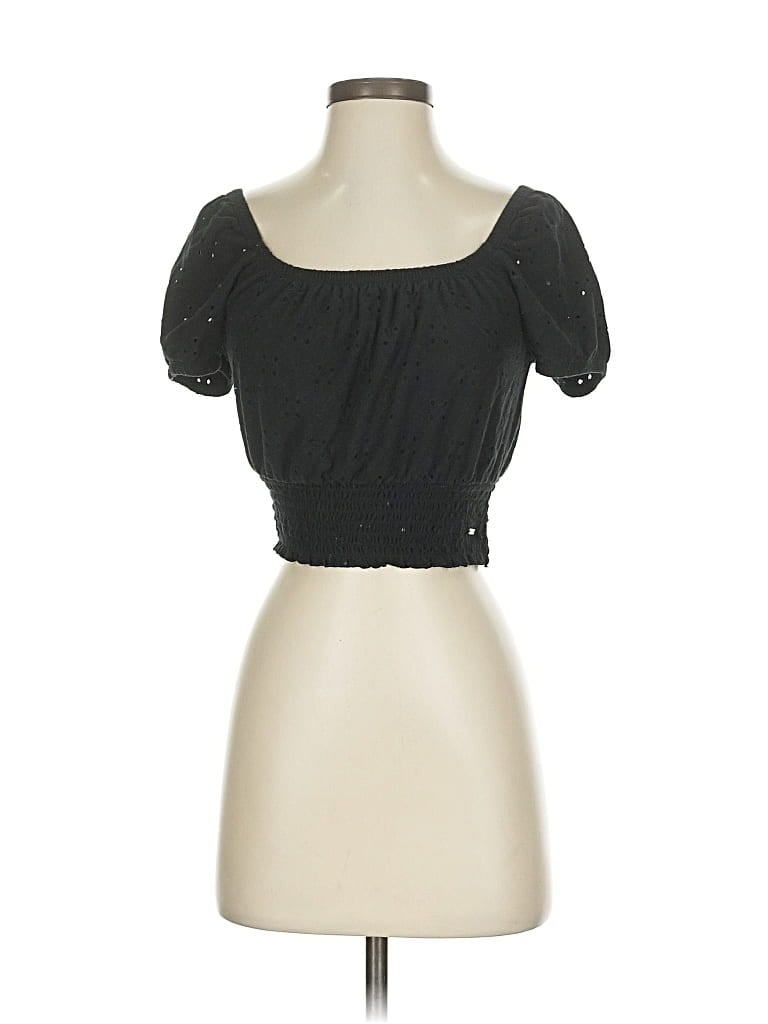 Pre-owned Hollister Short Sleeve Top Black Sweetheart Neckline Tops