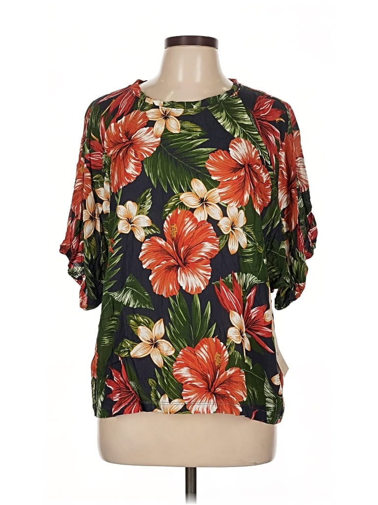 Pre-owned For Days Short Sleeve Blouse In Green