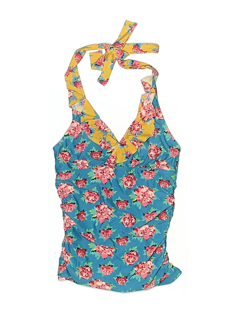 Pre-owned Matilda Jane Swimsuit Top Blue Floral Pattern Swimwear