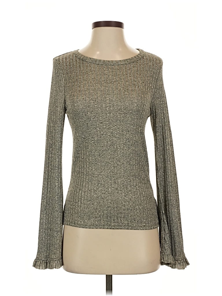 Pre-owned Altar'd State Long Sleeve Top Gray Boatneck Tops