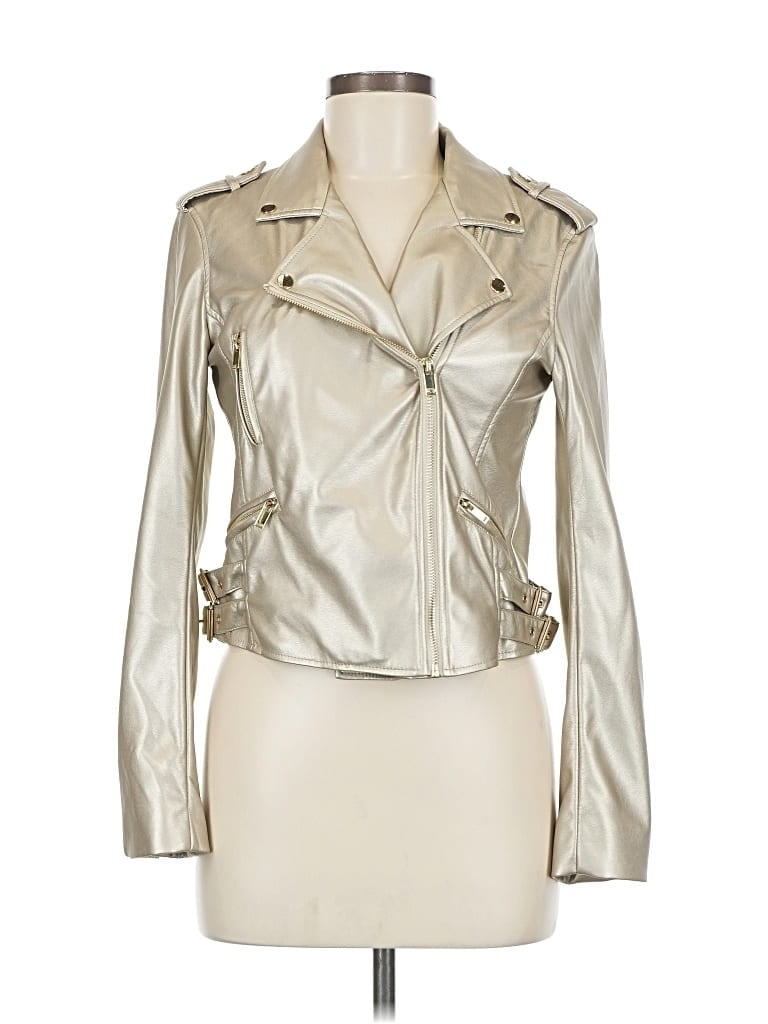 Pre-owned Generation Love Faux Leather Jacket In Silver