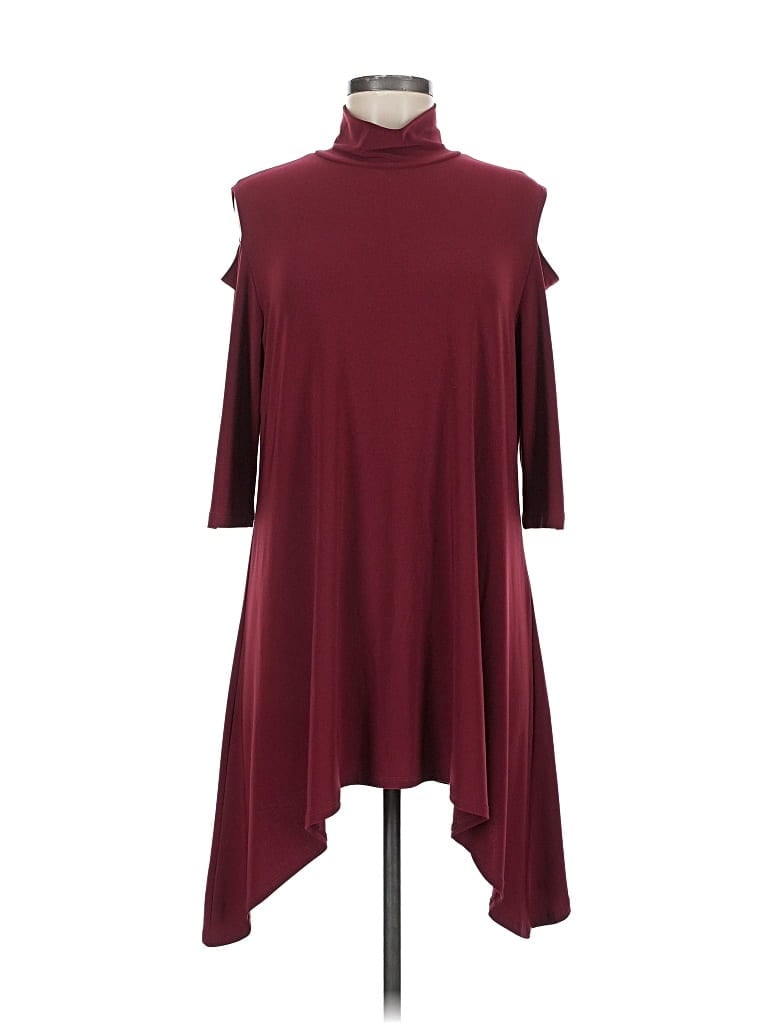 Pre-owned Clara Sun Woo 3/4 Sleeve Top Burgundy Cold Shoulder Neckline Tops