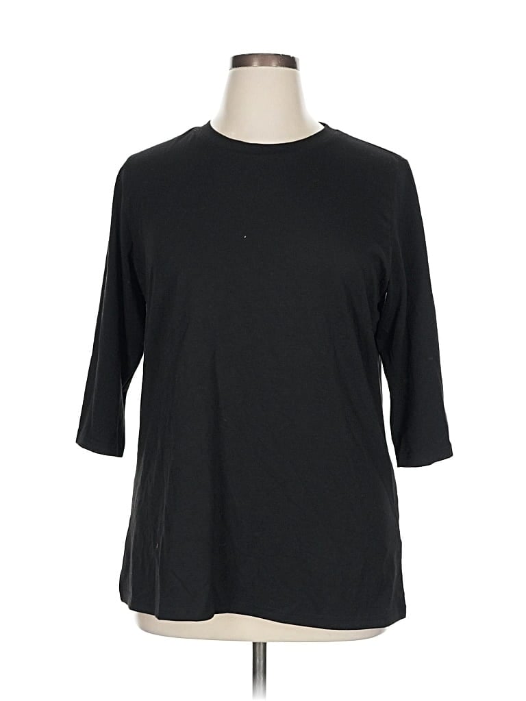 Pre-owned Unbranded 3/4 Sleeve T-shirt In Black