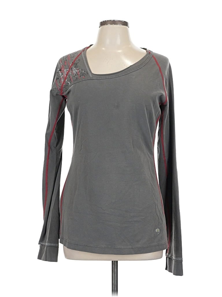 Pre-owned Mountain Hardwear Long Sleeve Top Gray Scoop Neck Tops