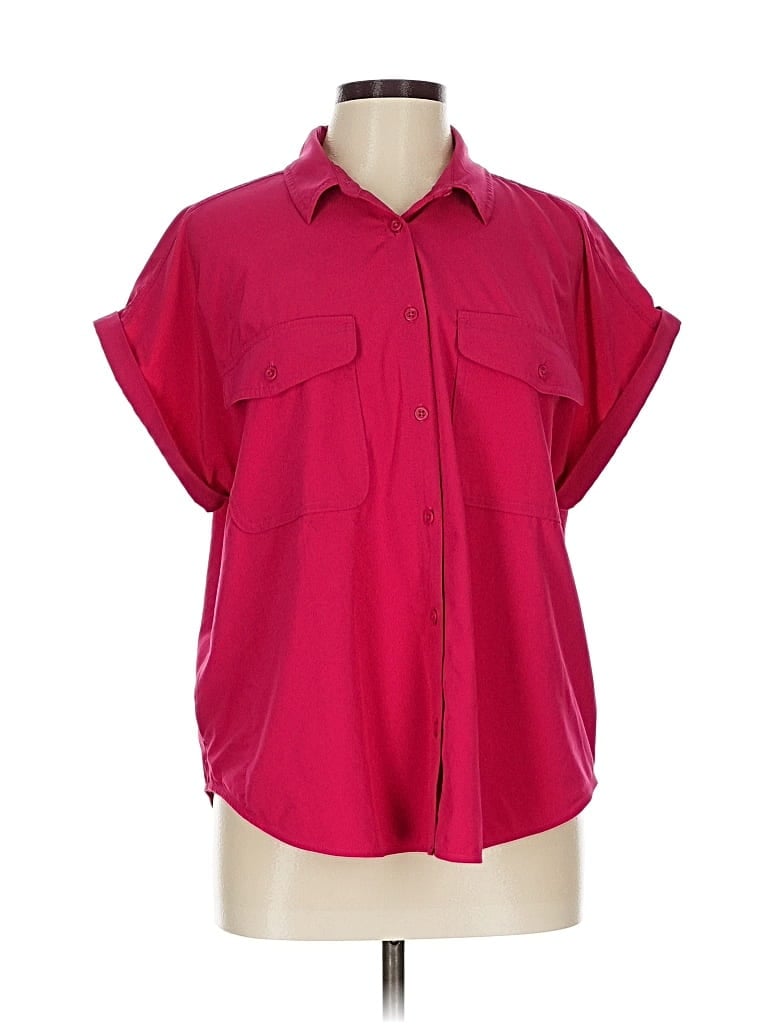 Pre-owned Eddie Bauer Short Sleeve Blouse In Red