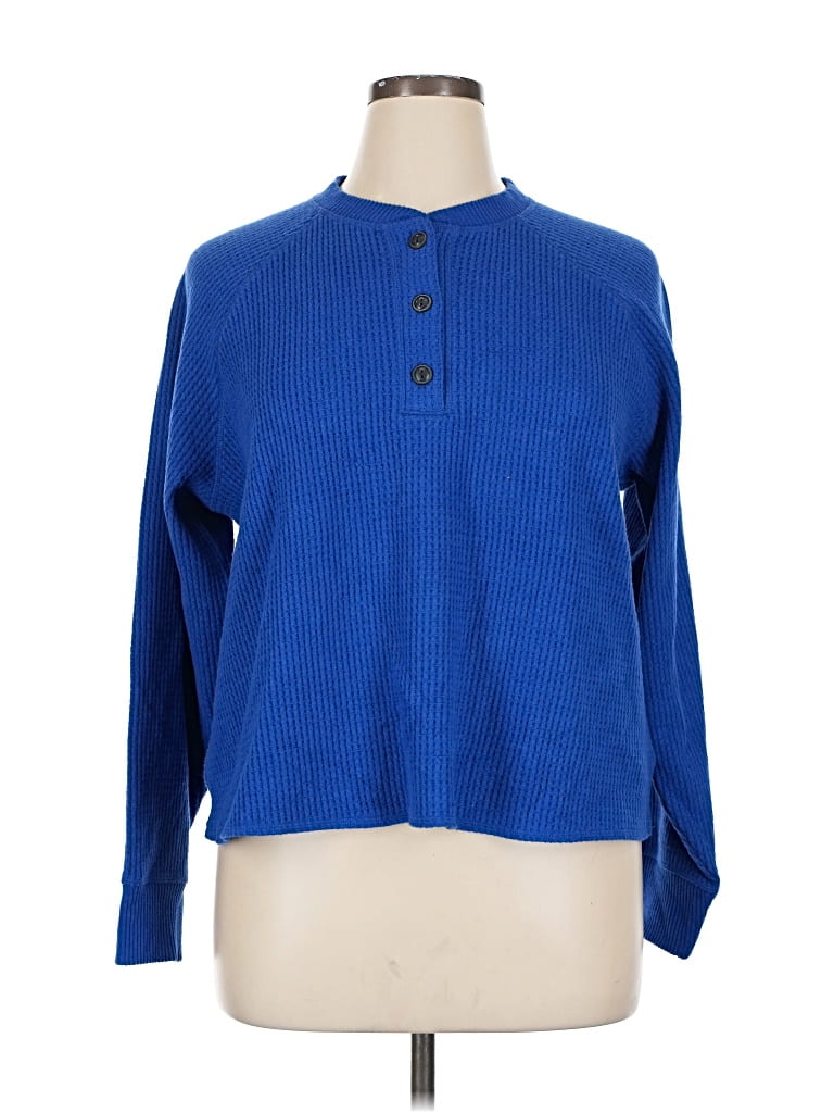 Pre-owned Old Navy Long Sleeve Top Blue Crew Neck Tops