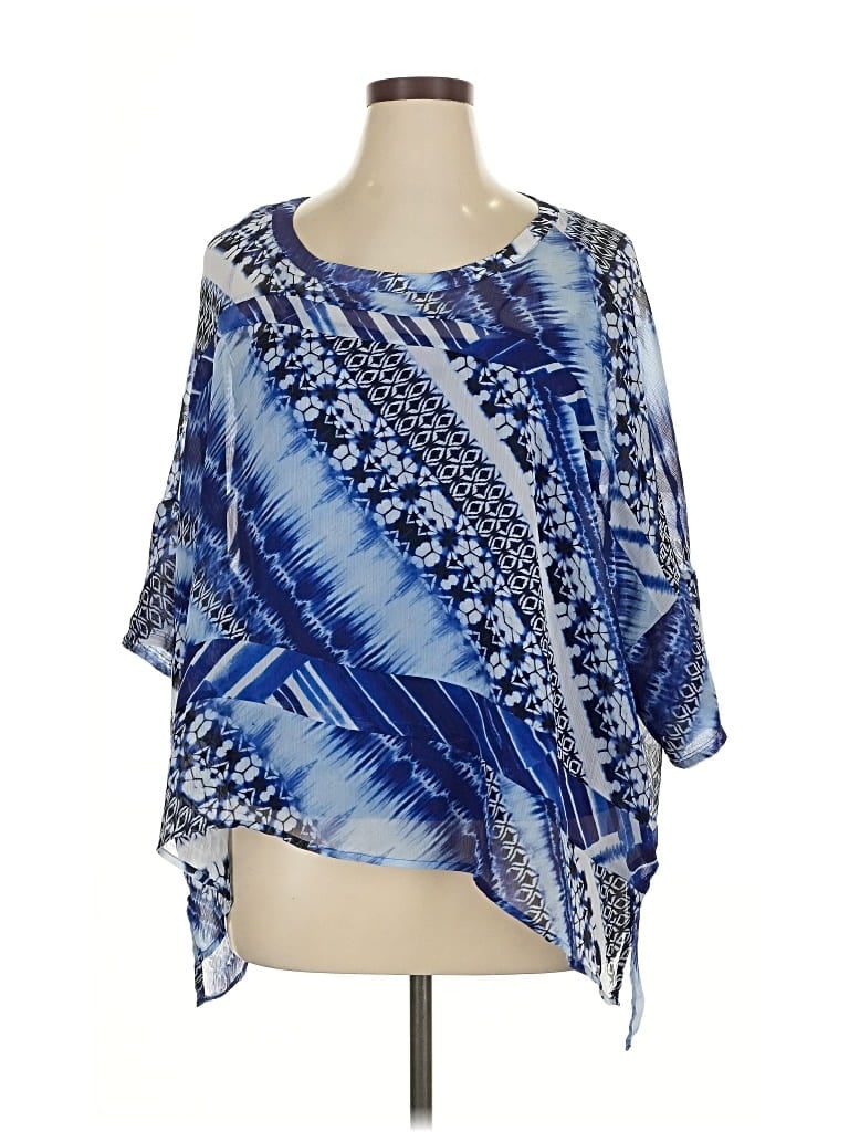 Pre-owned Dana Buchman 3/4 Sleeve Blouse In Blue