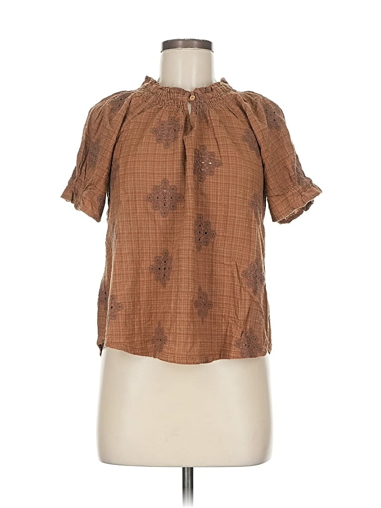 Pre-owned Democracy Short Sleeve Blouse In Brown