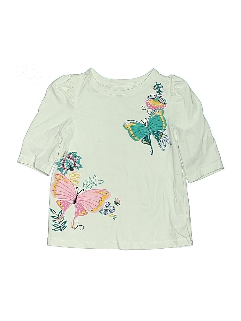 Pre-owned Crown & Ivy Kids' 3/4 Sleeve T-shirt In Green