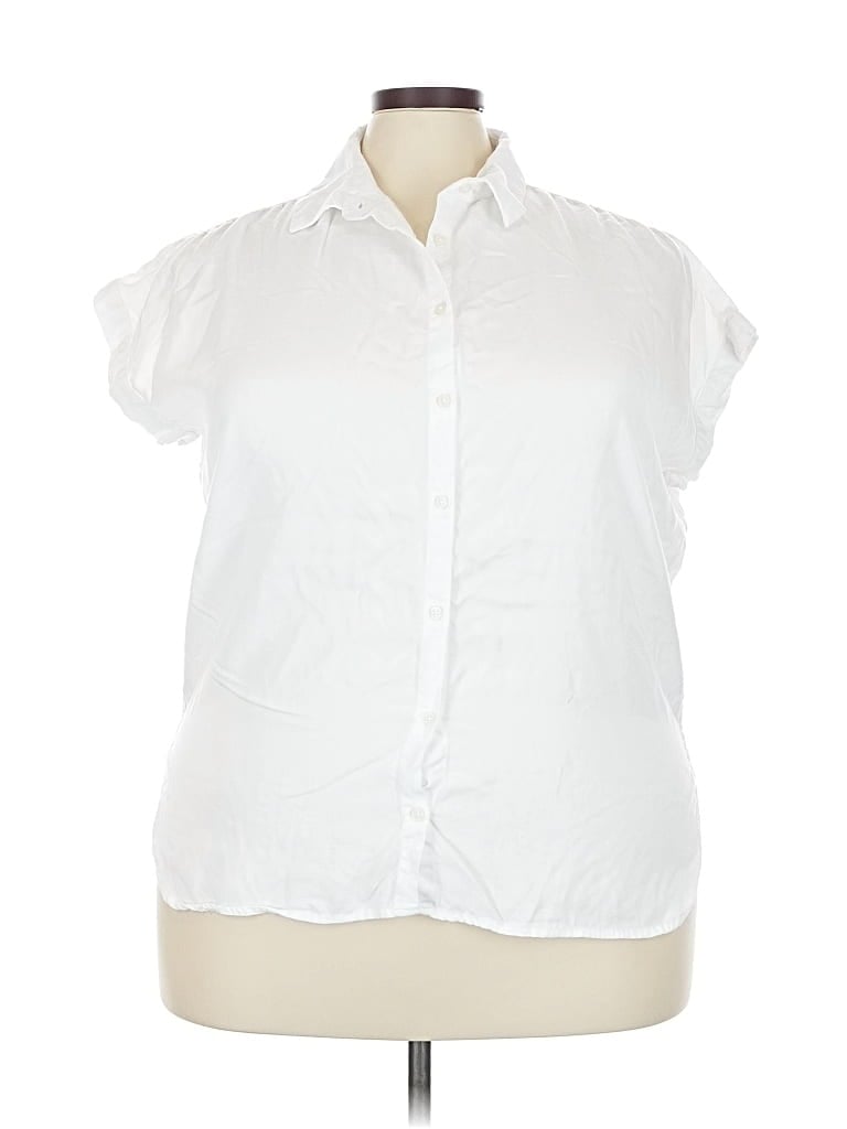 Pre-owned Quince Short Sleeve Blouse In White