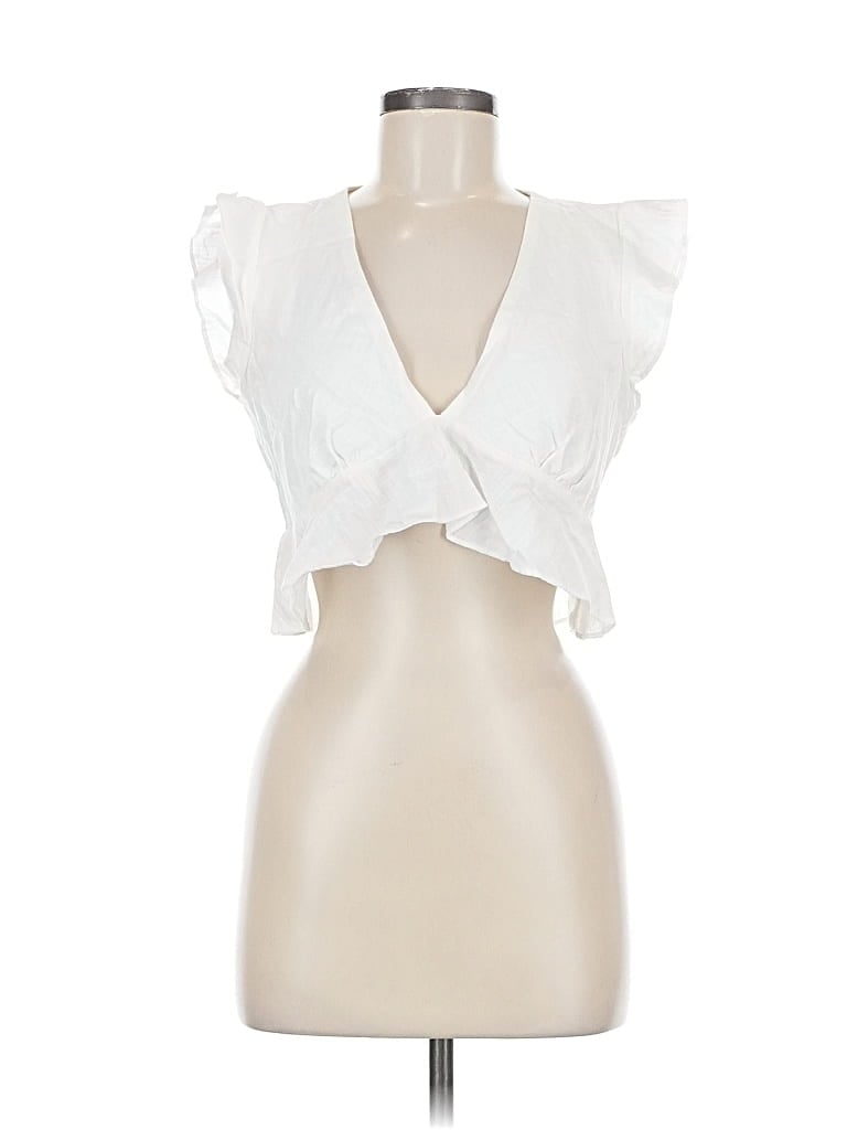 Pre-owned Idem Ditto Sleeveless Blouse In White