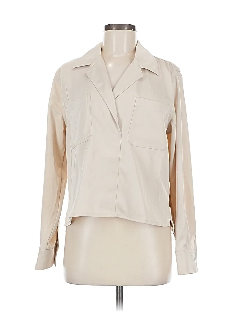 Pre-owned Banana Republic Factory Store Long Sleeve Blouse In White