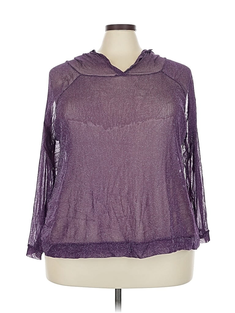 Pre-owned Shein Curve 3/4 Sleeve T-shirt In Purple
