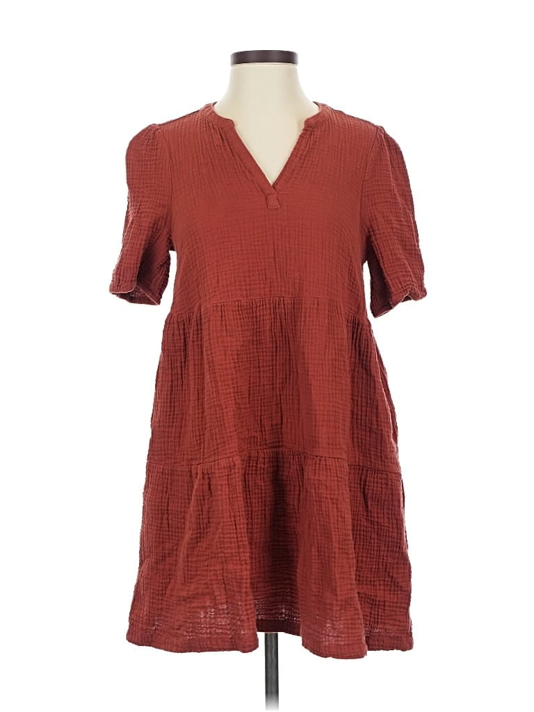 Pre-owned Marine Layer Casual Dress In Burgundy