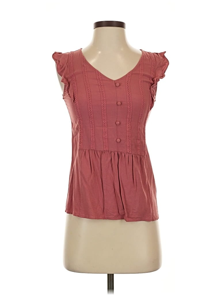 Pre-owned Modcloth Sleeveless Blouse In Burgundy