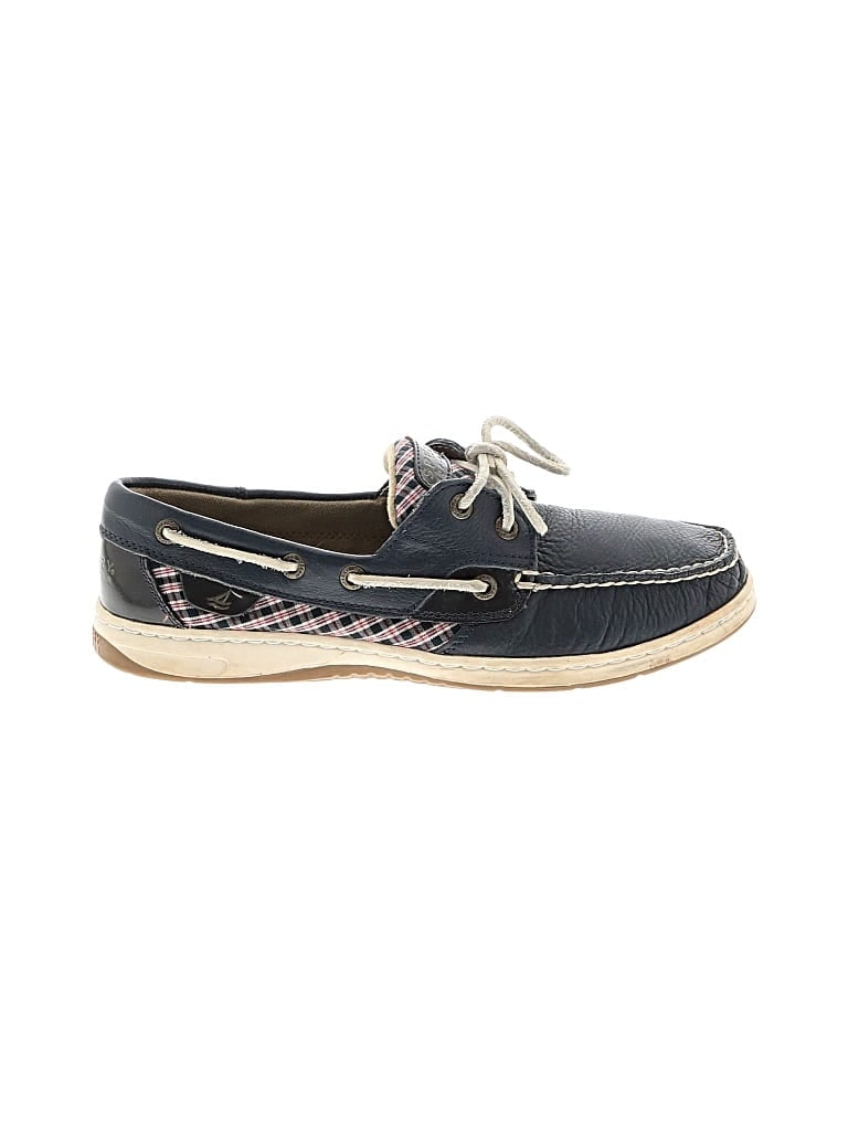 Pre-owned Sperry Top-sider® Flats Blue Checkered/gingham Pattern Shoes