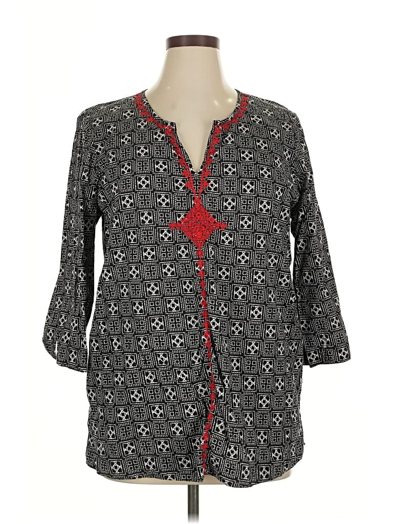 Pre-owned Westbound 3/4 Sleeve Blouse In Gray