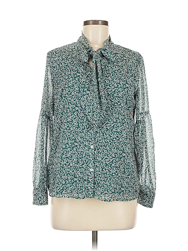 Pre-owned Ann Taylor Loft Long Sleeve Blouse In Blue
