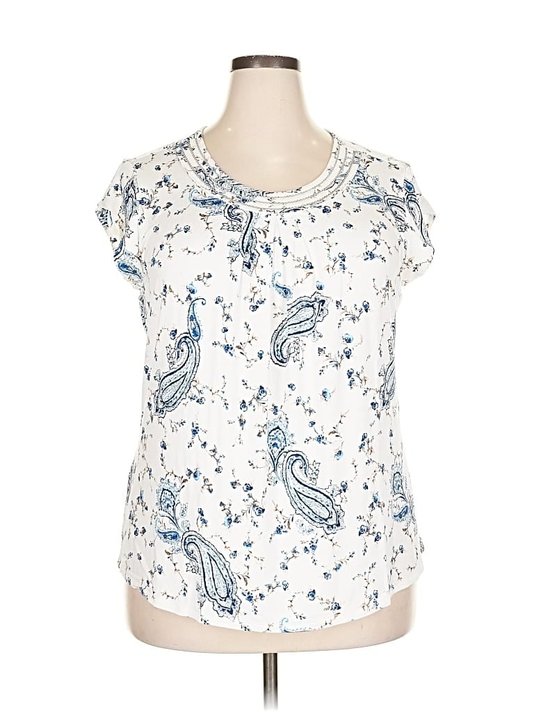 Pre-owned Daniel Rainn Short Sleeve Blouse In White