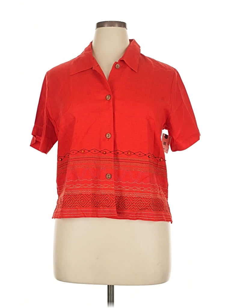 Pre-owned Coldwater Creek Short Sleeve Polo Shirt In Red