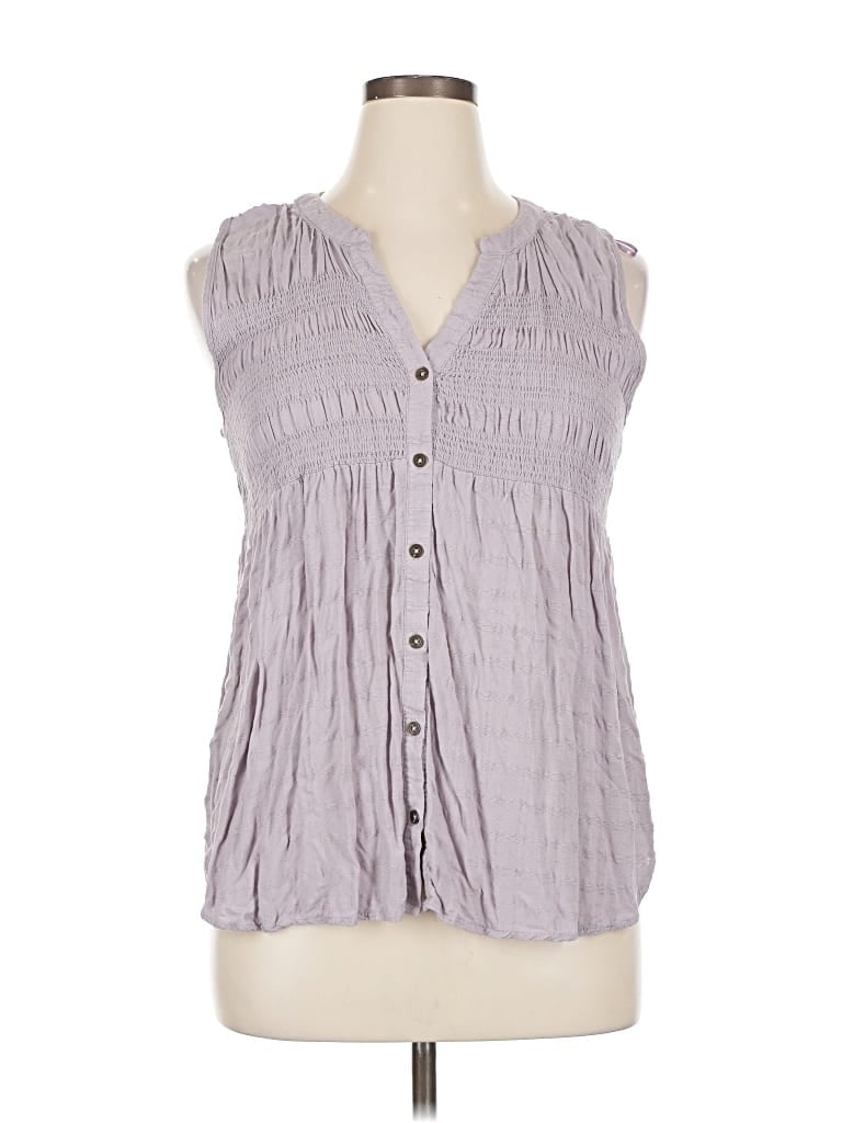 Pre-owned Knox Rose Sleeveless Button Down Shirt In Gray