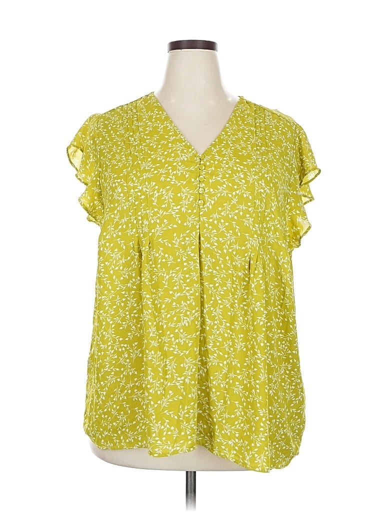 Pre-owned Cynthia Rowley Short Sleeve Blouse In Yellow
