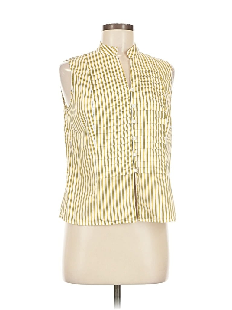 Pre-owned Jones New York Signature Sleeveless Button Down Shirt In Yellow