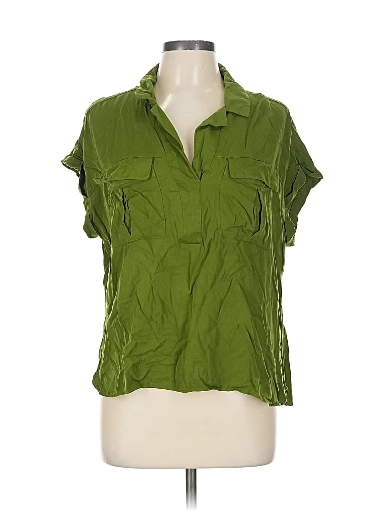 Pre-owned Rose + Olive Short Sleeve Blouse In Green