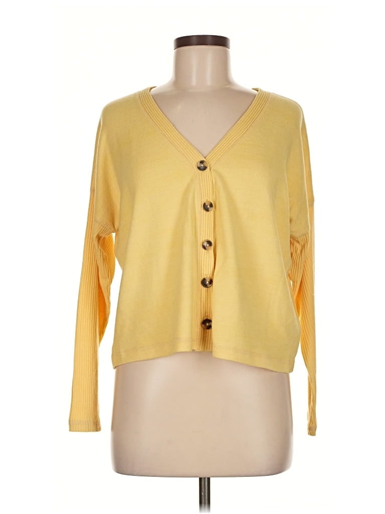 Pre-owned Abercrombie & Fitch Cardigan Sweater In Yellow