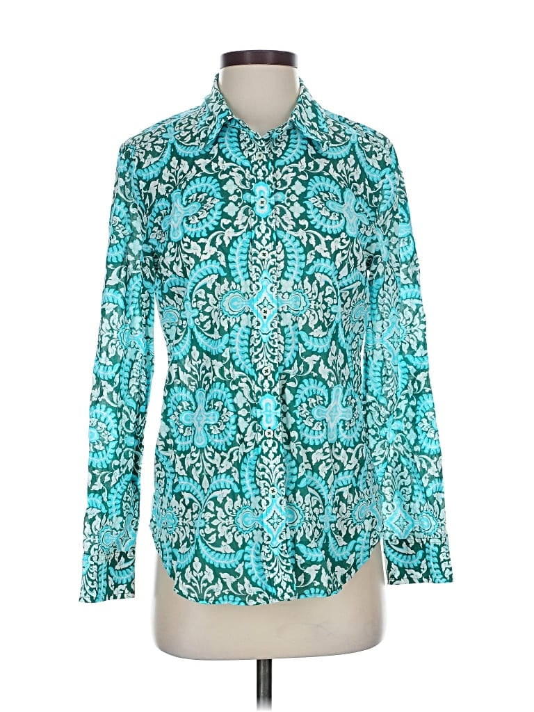 Pre-owned Talbots Long Sleeve Button Down Shirt In Blue