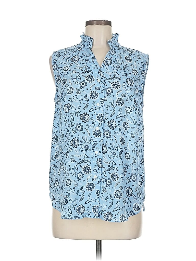 Pre-owned Ann Taylor Sleeveless Blouse In Blue