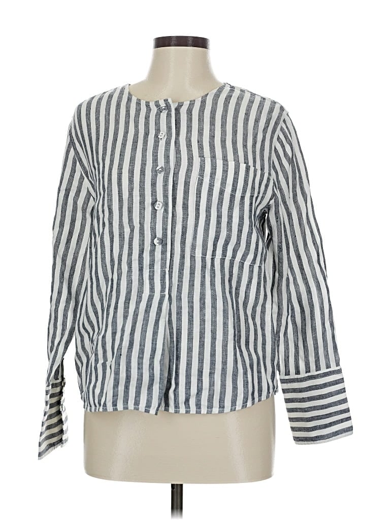 Pre-owned Everlane Long Sleeve Blouse In Gray