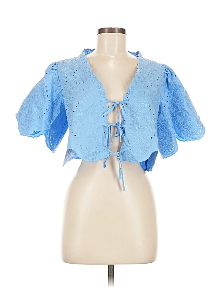 Pre-owned Sofie The Label Short Sleeve Blouse In Blue