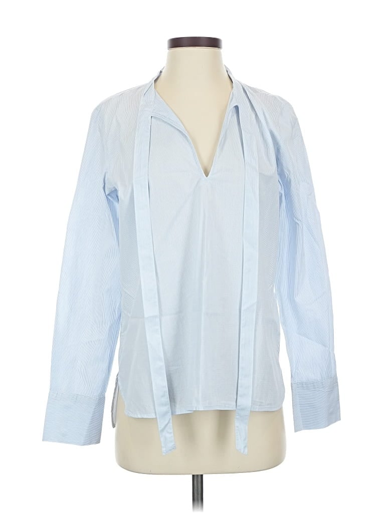 Pre-owned Ann Taylor Long Sleeve Blouse In Blue