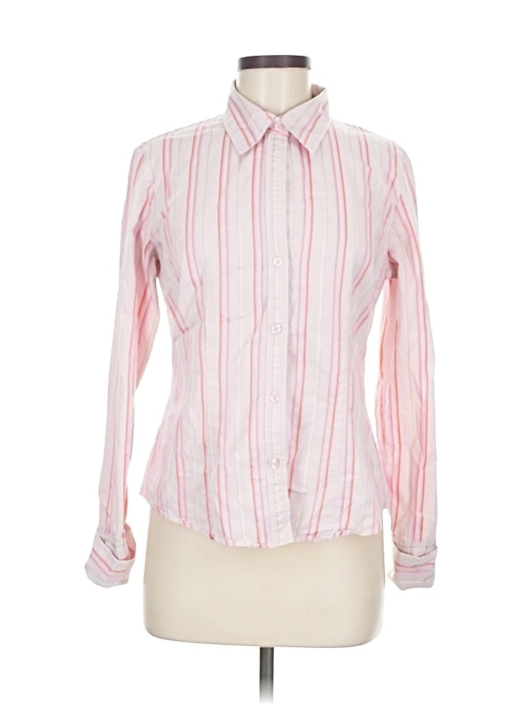 Pre-owned New York And Company Long Sleeve Button Down Shirt In Pink