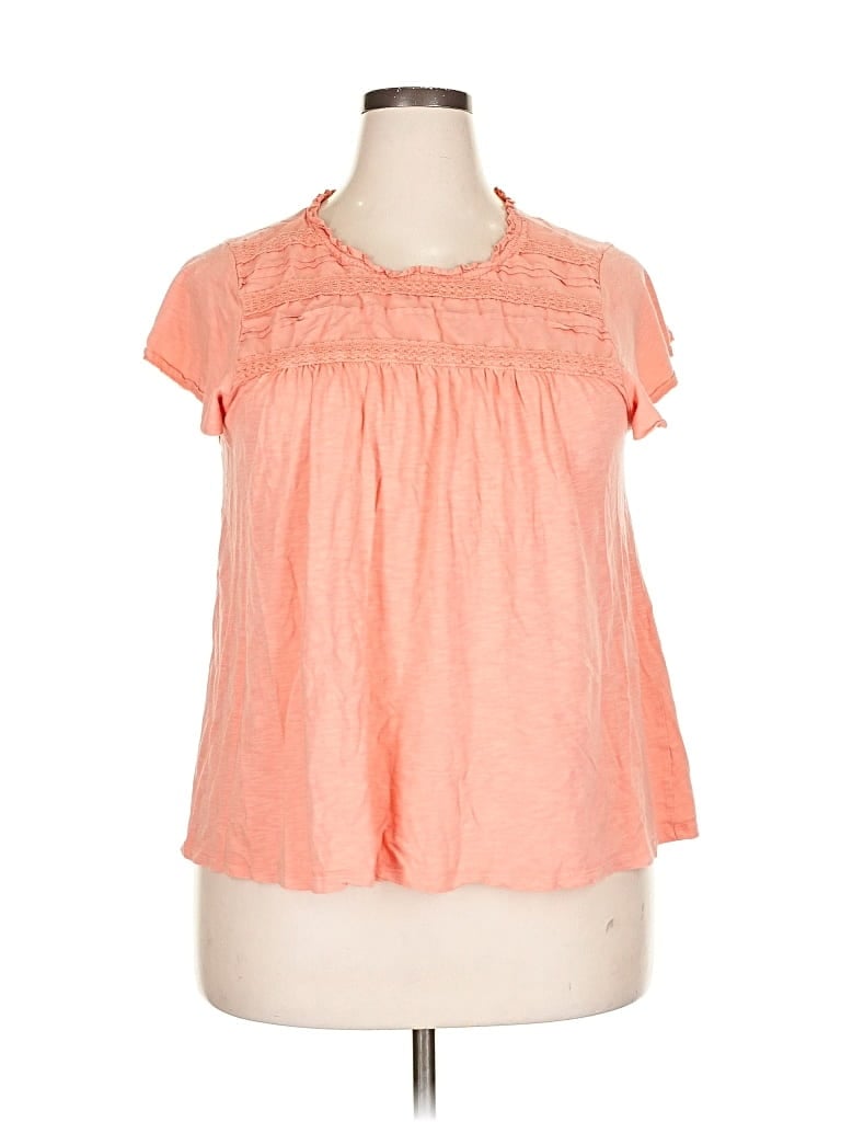 Pre-owned Ella Moss Short Sleeve Blouse In Orange