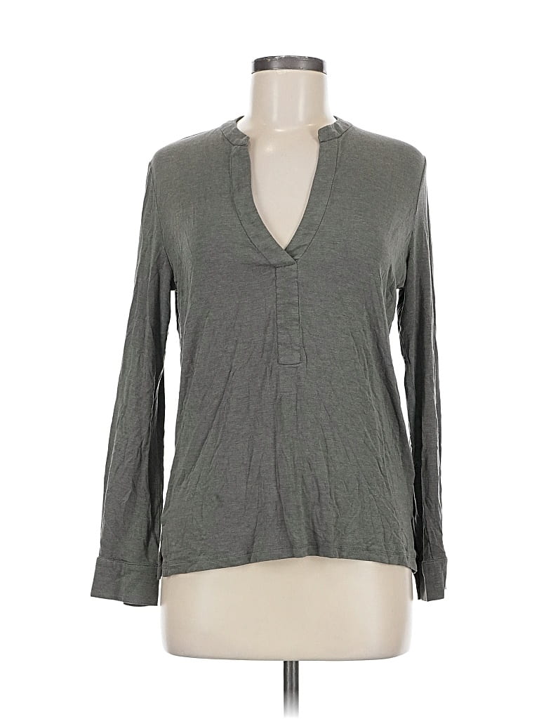 Pre-owned Majestic Filatures Long Sleeve Henley Shirt In Gray