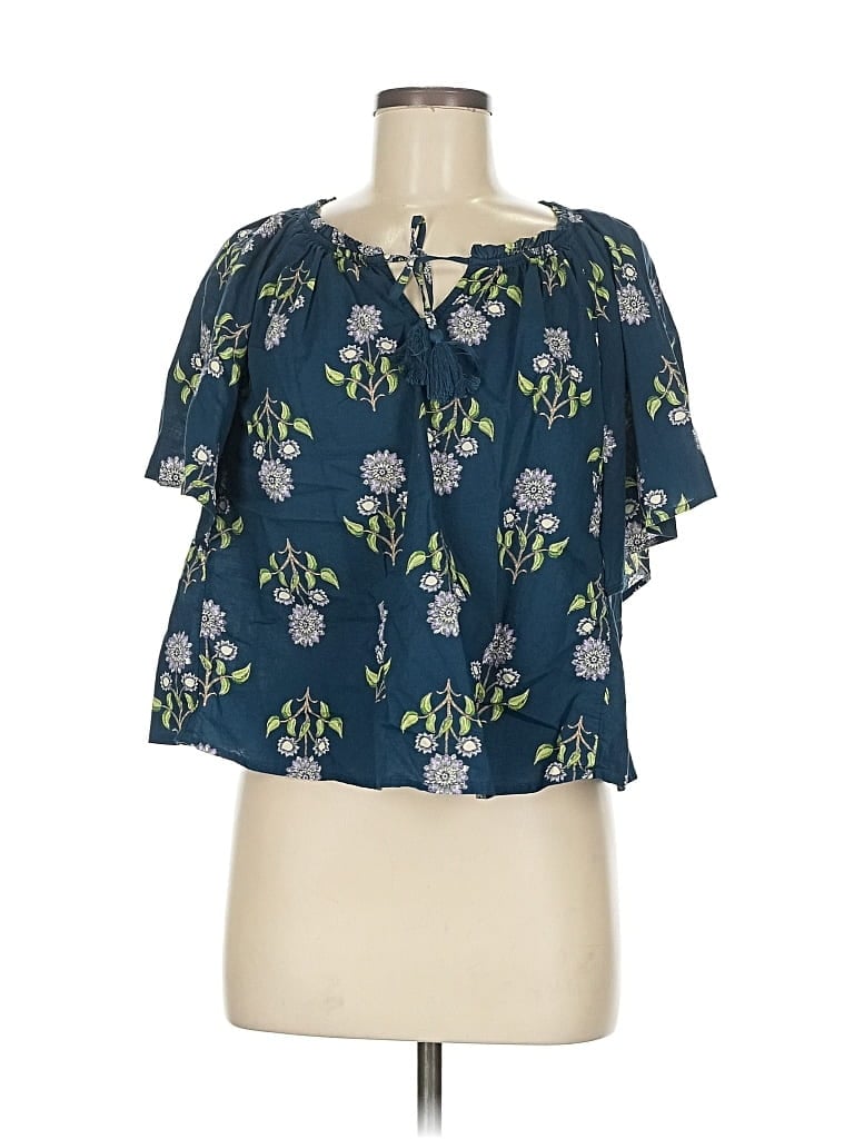 Pre-owned Old Navy Short Sleeve Blouse In Blue