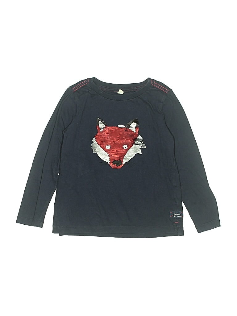 Pre-owned Joules Kids' Long Sleeve Top Black Crew Neck Tops