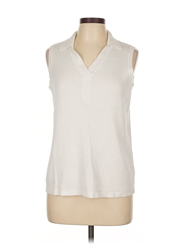 Pre-owned Liz Claiborne Sweater Vest In White