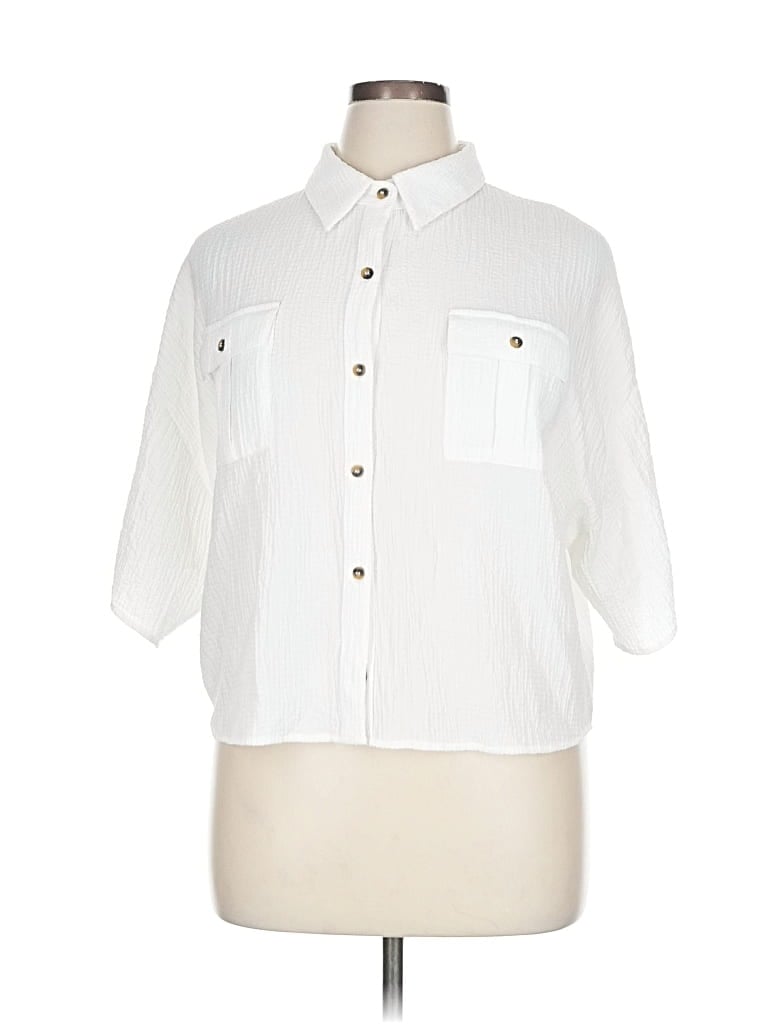 Pre-owned Olivia & Martin Short Sleeve Polo Shirt In White