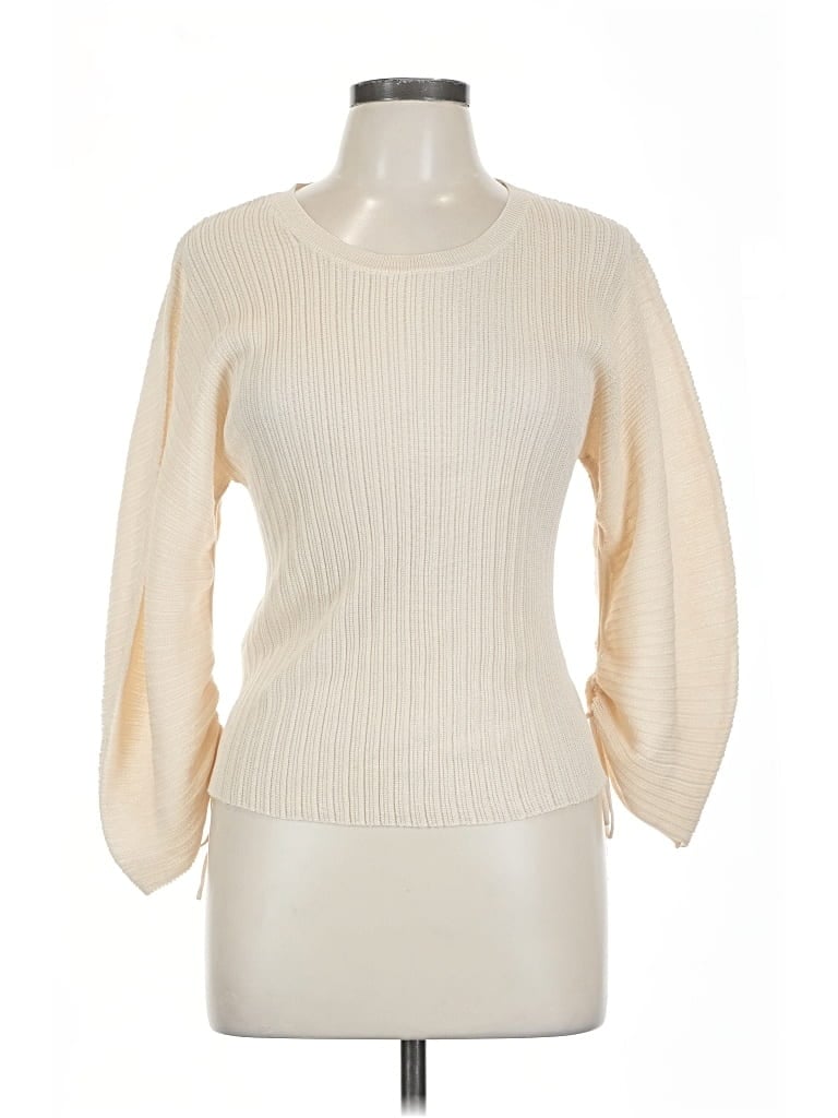 Pre-owned Mng 3/4 Sleeve Top Ivory Boatneck Tops In White