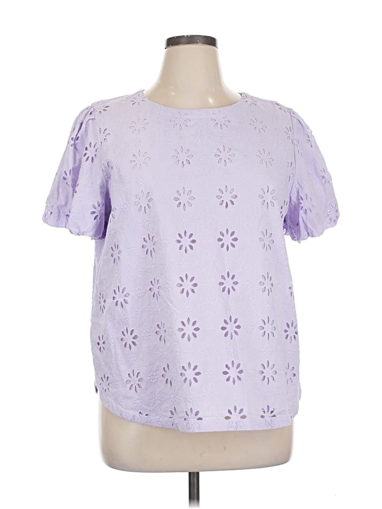 Pre-owned Ann Taylor Short Sleeve Blouse In Purple