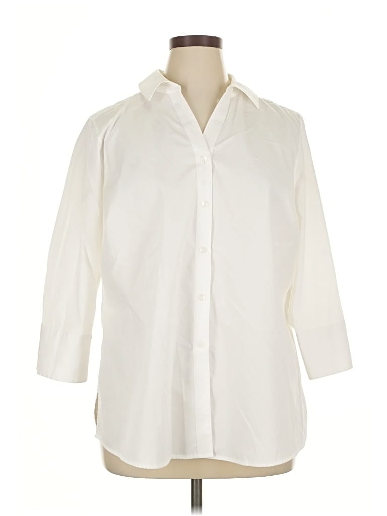 Pre-owned Foxcroft 3/4 Sleeve Button Down Shirt In White