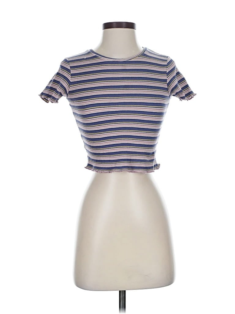 Pre-owned Pull & Bear Short Sleeve Turtleneck In Blue