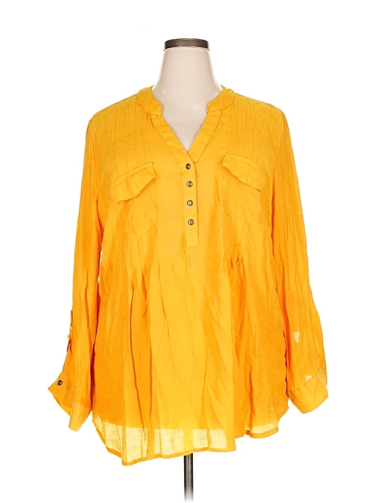 Pre-owned Cato 3/4 Sleeve Blouse In Yellow