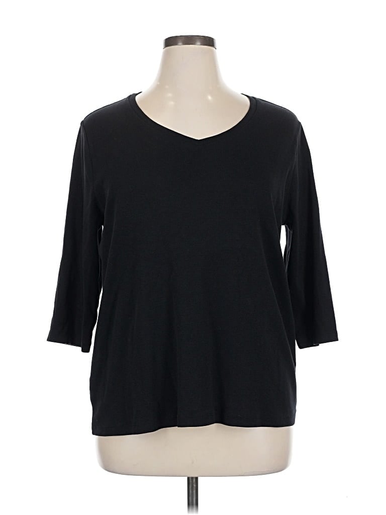 Pre-owned St. John's Bay 3/4 Sleeve T-shirt In Black