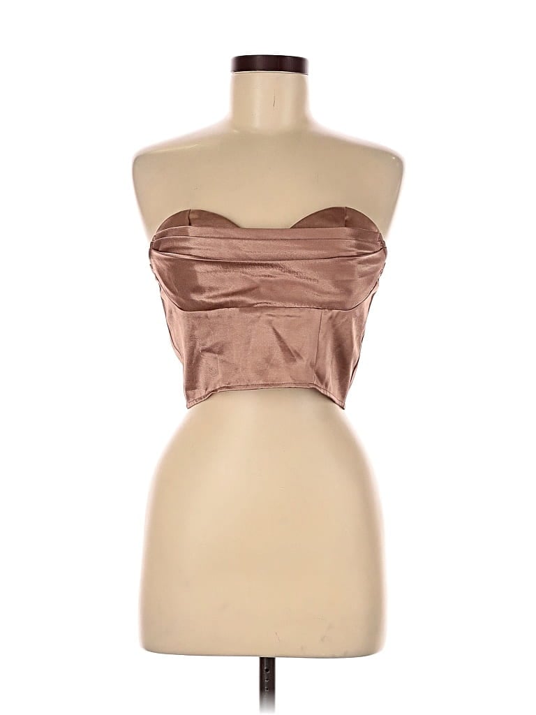 Pre-owned Cider Sleeveless Top Brown Strapless Neckline Tops