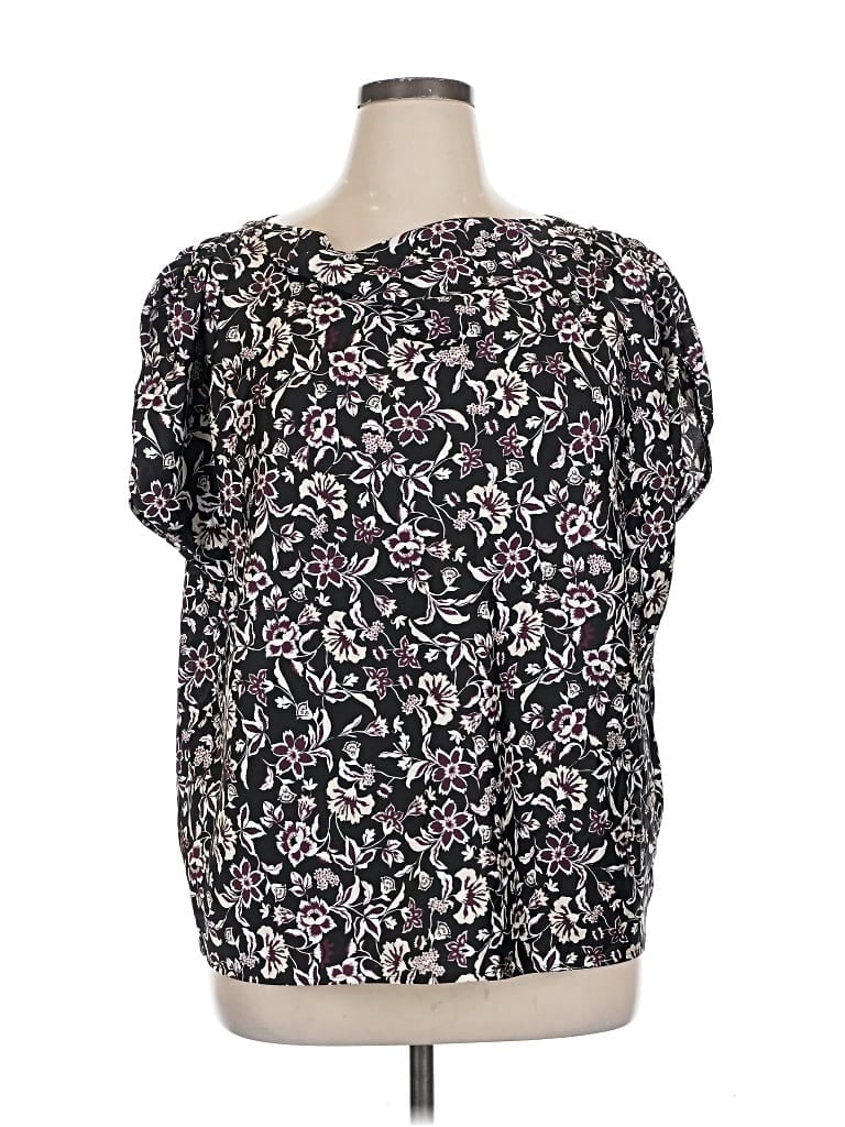 Pre-owned Ann Taylor Factory Short Sleeve Blouse In Black